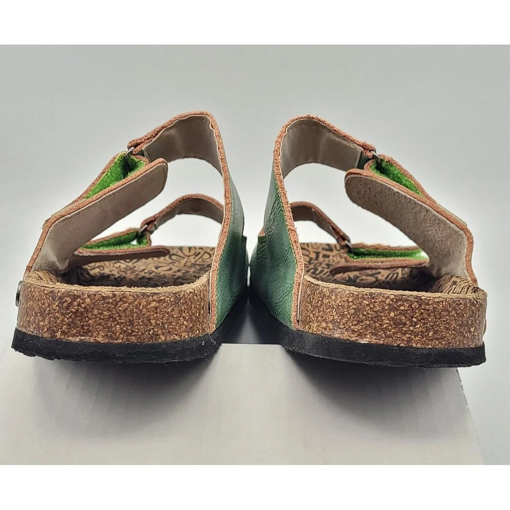 TMA Eyes Green Cork Bed Sandals Size 9 (EU 40) Hand Stitched Comfort Slides - Picture 9 of 11